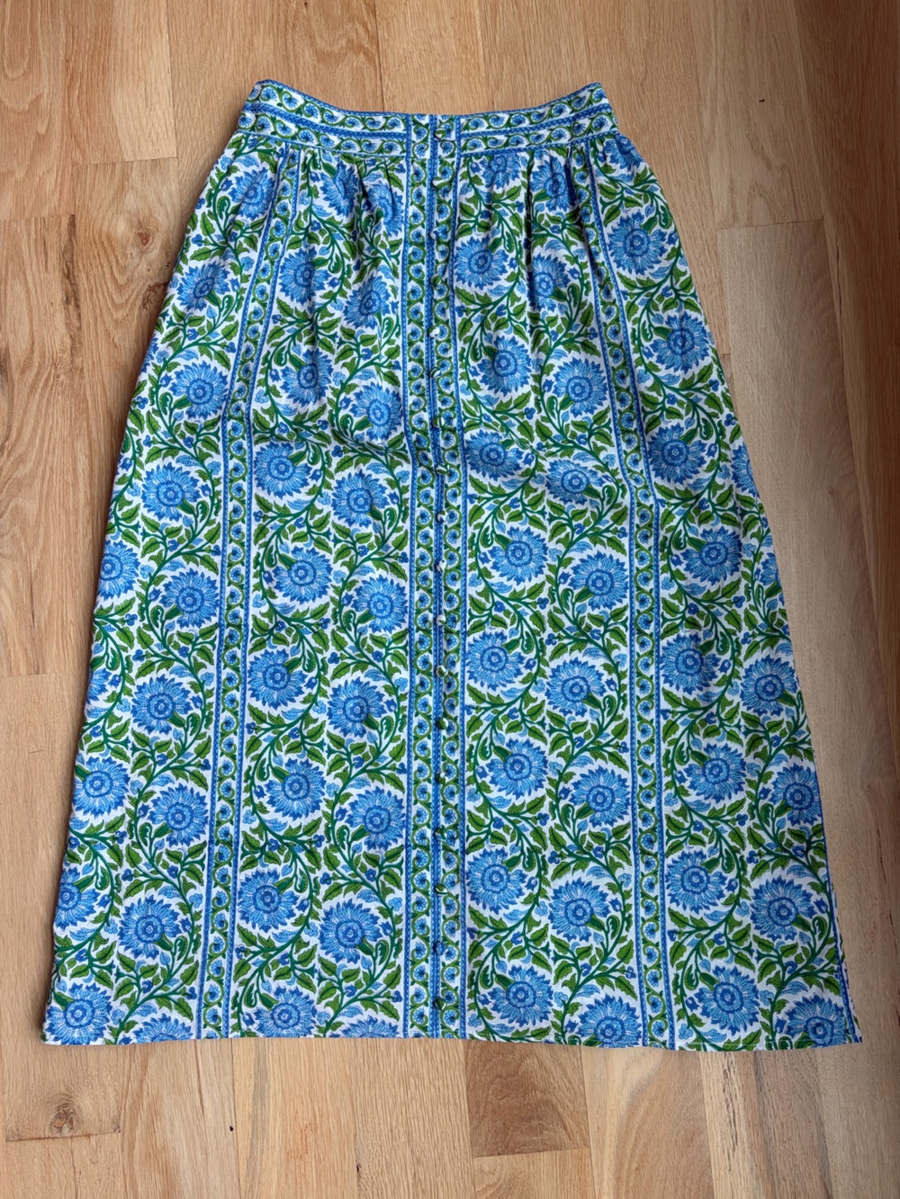 Pink City Prints Block Print Floral Maxi Skirt - Picture 2 of 8